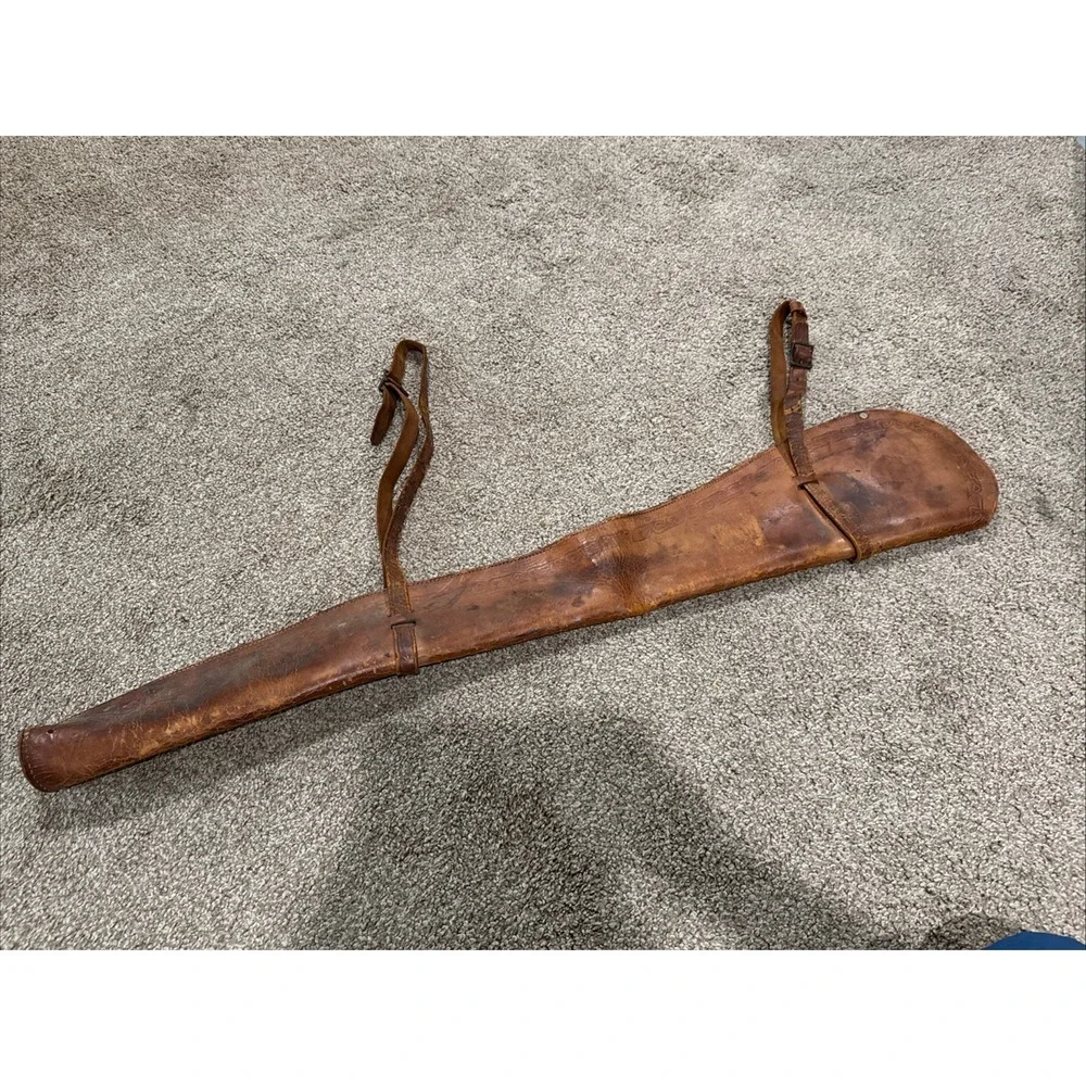 Vtg Western Hand Tooled Leather Accents Rifle Shotgun Case Bag Sling Scabbard